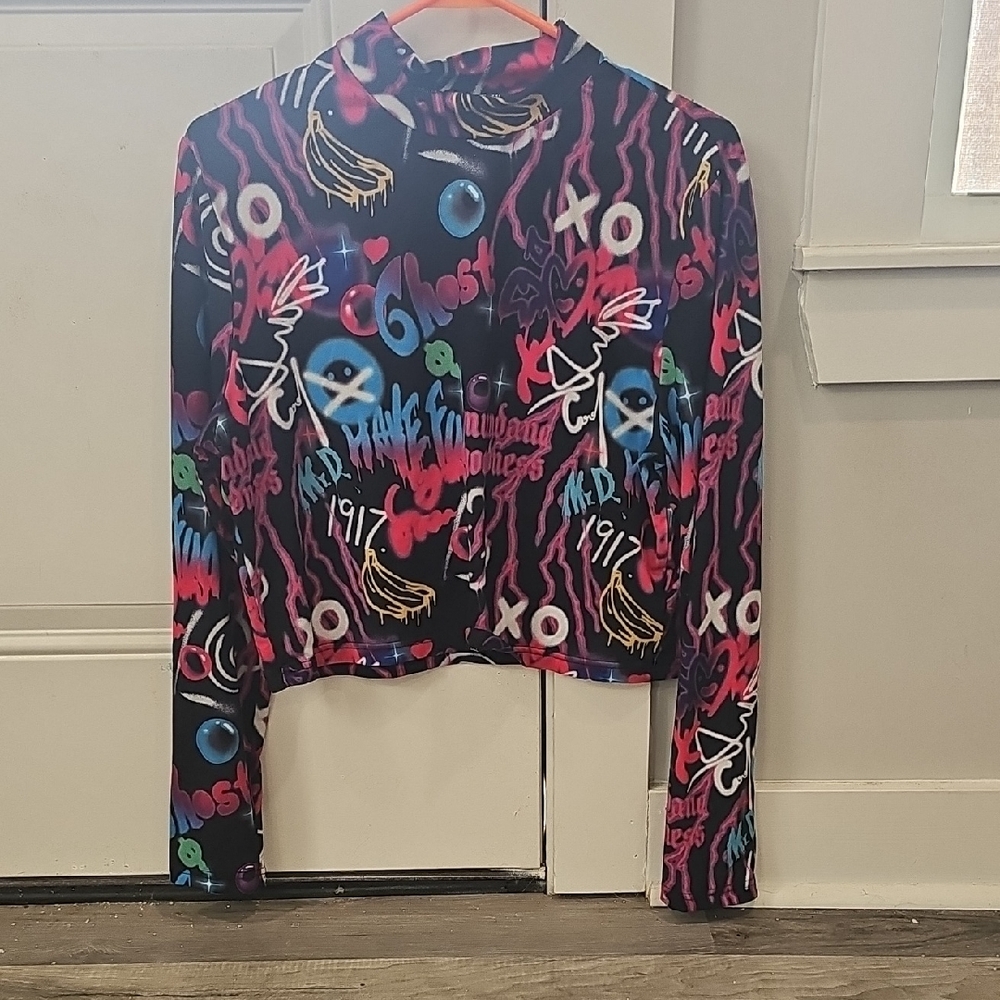 Graffiti Graphic Long Sleeve Top